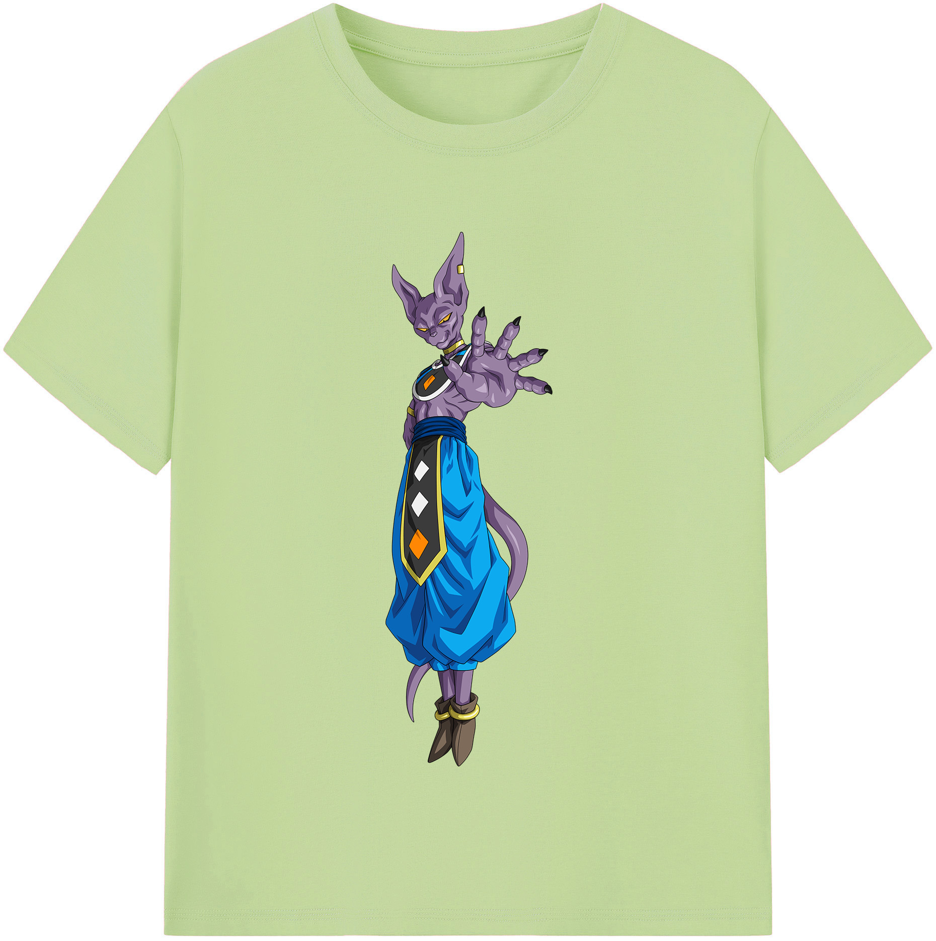 （画像用） ドラゴンボール ビルス 破壊神ビルス DRAGON BALL Beerus Birusu 綿100％半袖Tシャツ（フロントプリント）